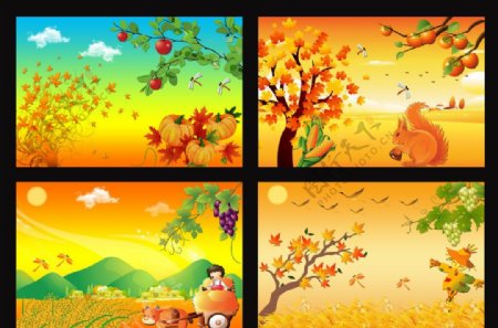 秋天风景画图片