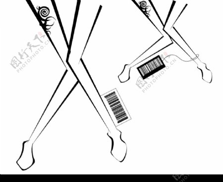 女性腿部与条形码吊牌矢量素材图片