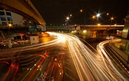 城市公路立交桥车流夜景图片