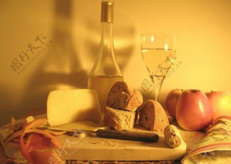 奶酪白葡萄酒苹果图片