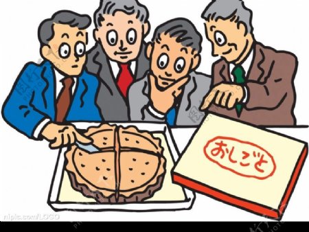 职场人物吃蛋糕漫画图片