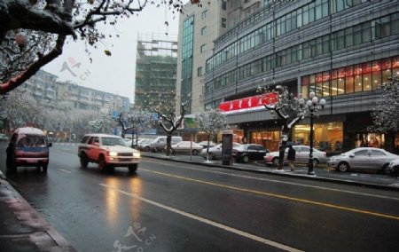 下雪的街头图片