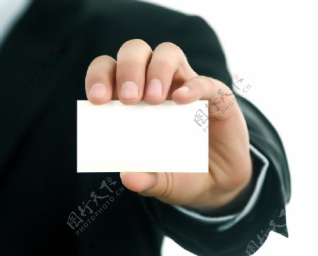 商务人士与空白卡片图片