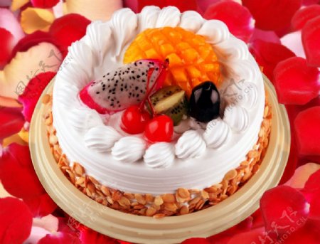 玫瑰花里的蛋糕图片