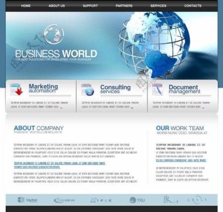 欧美商业公司网页模板图片