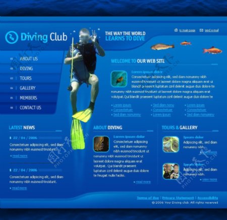 水族馆网页模板图片