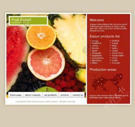 欧美水果网页模版图片