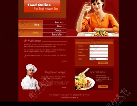 美食在线网页模版图片
