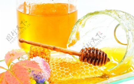 蜂蜜甜蜜液体蜜糖蜂巢图片