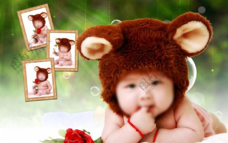 木质相框宝宝照图片