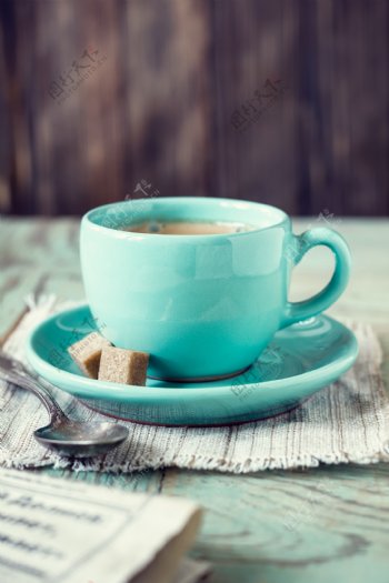 蓝色咖啡杯咖啡图片