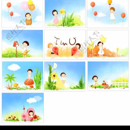 08气球飘飘韩国儿童模板图片