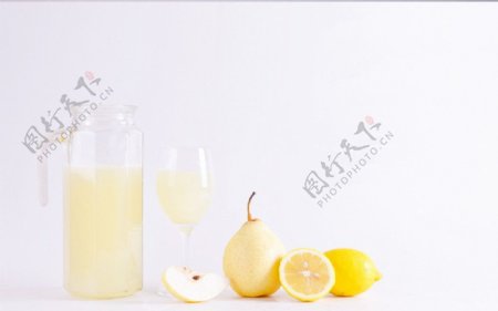 柠檬雪梨汁餐饮摄影图片