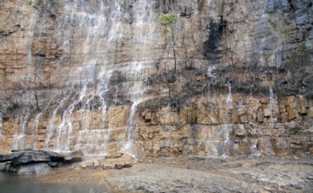 山崖瀑布图片
