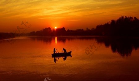 胶河夕阳图片