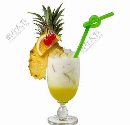 一杯冷饮菠萝汁菠萝图片