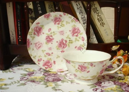 淡雅牡丹花韩国咖啡杯系列之一图片