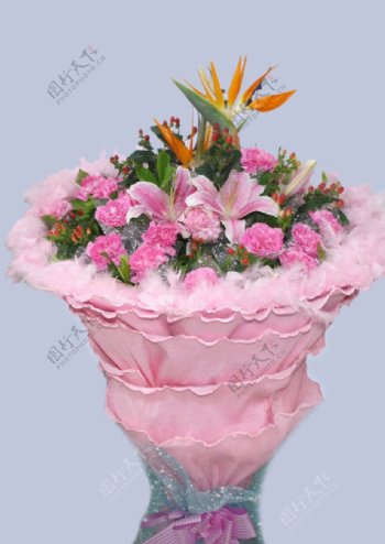 粉色鲜花玫瑰花束图片