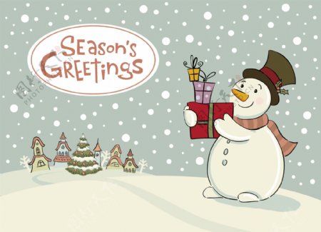 卡通雪人圣诞背景图片