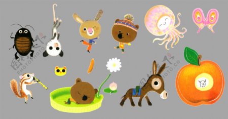 可爱儿童画毛克系列小动物图片