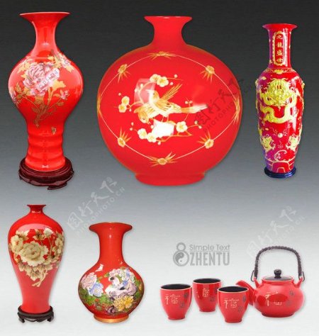 中国红花瓶图片