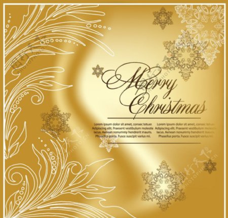 金色丝绸线条花纹圣诞背景图片