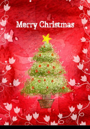 圣诞树圣诞卡片卡片背景星星图片