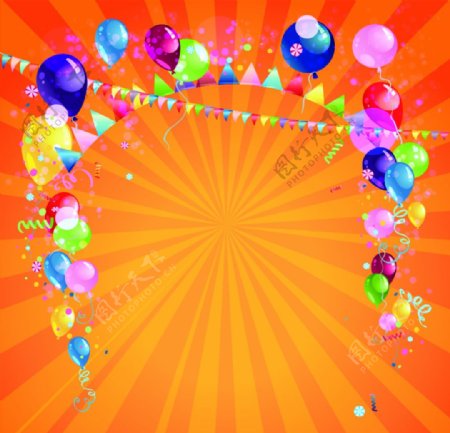 节日庆祝气球彩旗图片