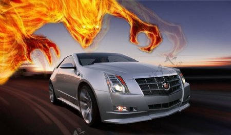 火焰怪兽与汽车图片