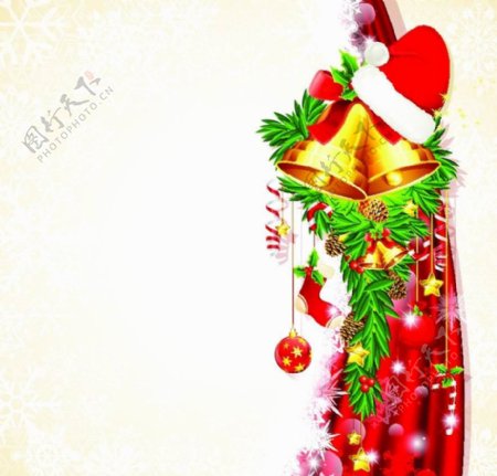 红绸圣诞背景图片