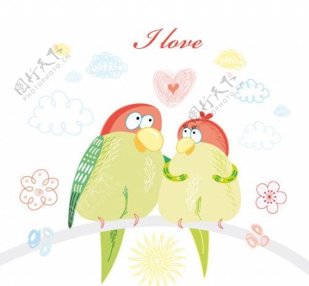 情人节爱情鸟背景图片