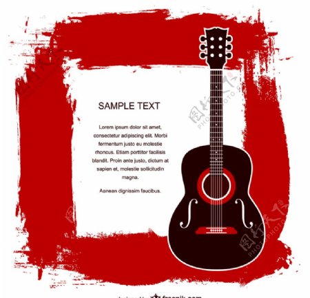 红色吉他文本背景图片