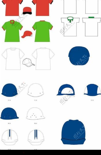 VI文件模板T恤广告帽安全帽图片