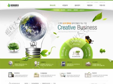 绿色环保节能网页模板图片