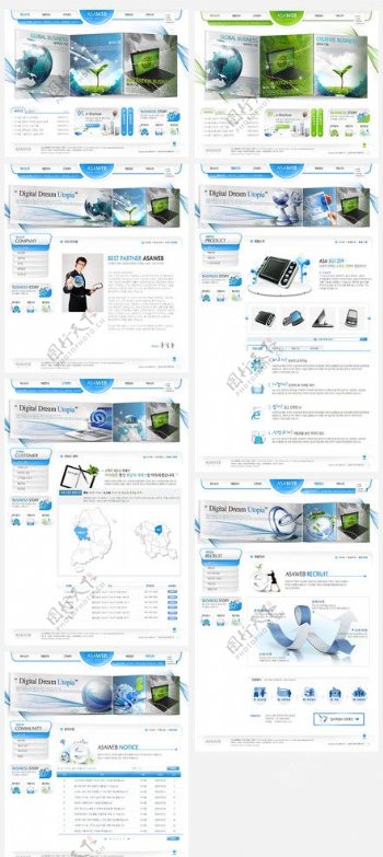 韩国笔记本电脑网页模板图片