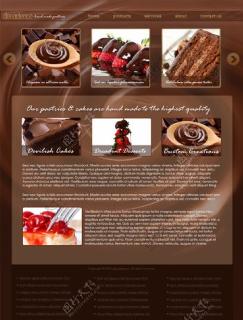 欧美巧克力食品网站模板图片