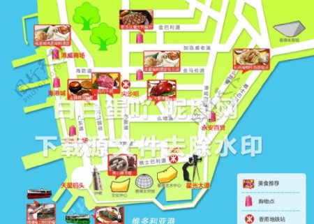 香港尖沙咀美食地形图图片