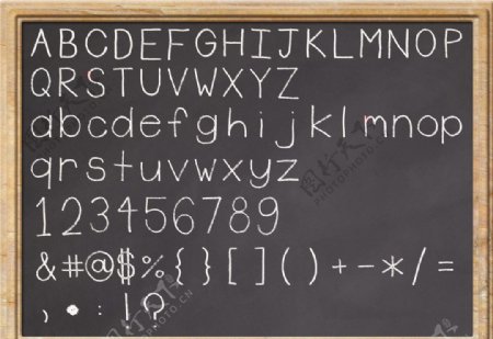 黑板與粉笔英文字母数字符号图片