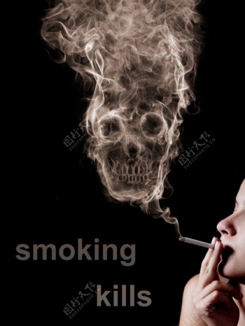 吸烟有害健康禁烟骷髅头图片