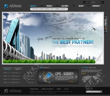 黑色韩国asaweb商业网站psd分层模板图片