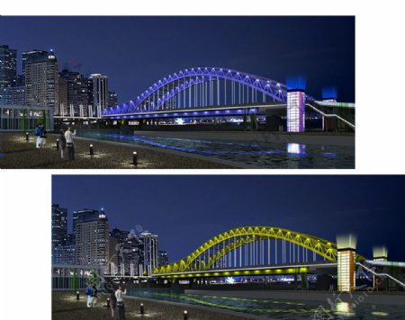 现代桥梁照明亮化设计图片