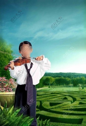 拉小提琴的男孩图片