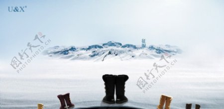 雪地靴海报设计模板征服图片