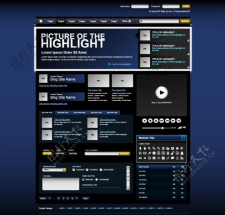 蓝黑色调网页设计图片