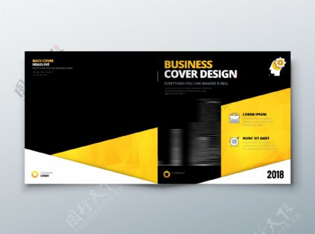 黑黄企业画册封面设计矢量素材