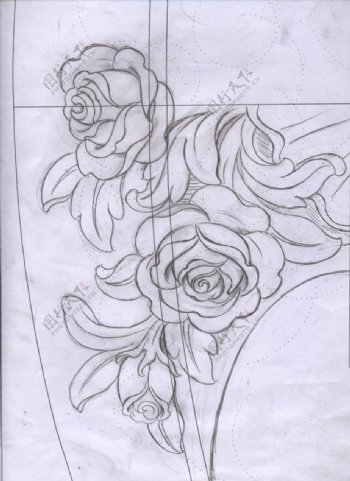 古典家具弧形雕花玫瑰细节详图