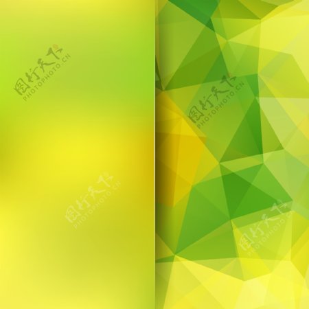黄绿渐变炫彩多边形几何折页背景