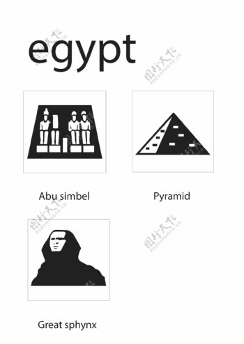 埃及地标性建筑剪影矢量图标