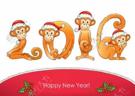 2016年猴子圣诞节字体