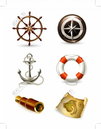 航海主题元素图标
